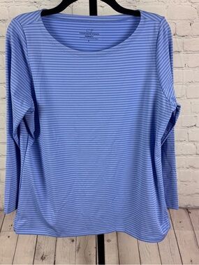 Vineyard Vines Blue Striped Long Sleeve Sankaty Top Size Large